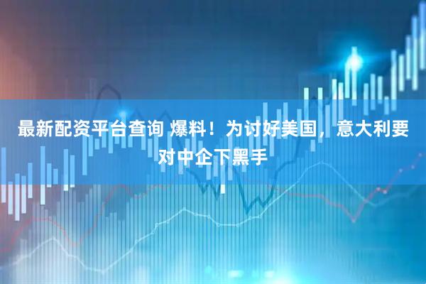 最新配资平台查询 爆料！为讨好美国，意大利要对中企下黑手